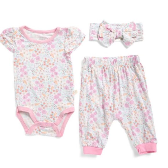 NWST Milkberry Premium Bamboo SUPER SOFT Floral Baby Girl 3 Piece Set - Picture 1 of 7